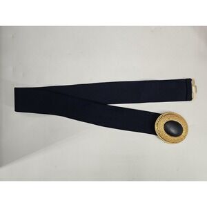 Day Lor Stretchy Navy Belt. Gold-toned Buckle. Hidden closure 30‎ Inch VTG 80's